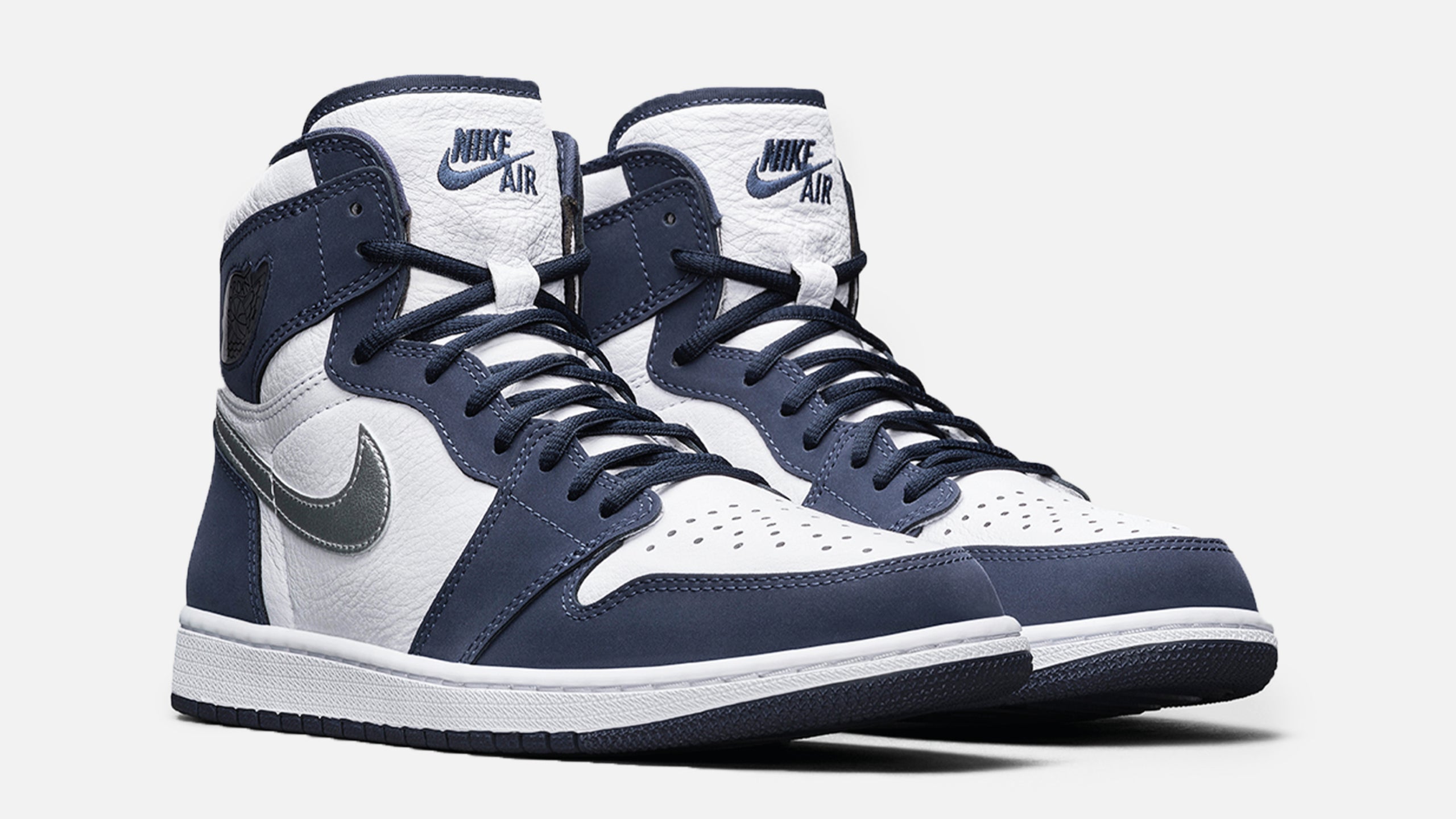 Air Jordan 1 High OG Co JP White/Metallic Silver-Midnight Navy