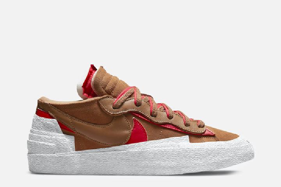 Nike X Sacai Blazer Low (Lt British Tan/University Red-White)