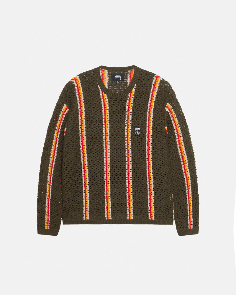 Patta x Stussy Stripe Loose Gauge Crewneck Sweater