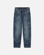 Patta Leaves Laser Print Denim Pants