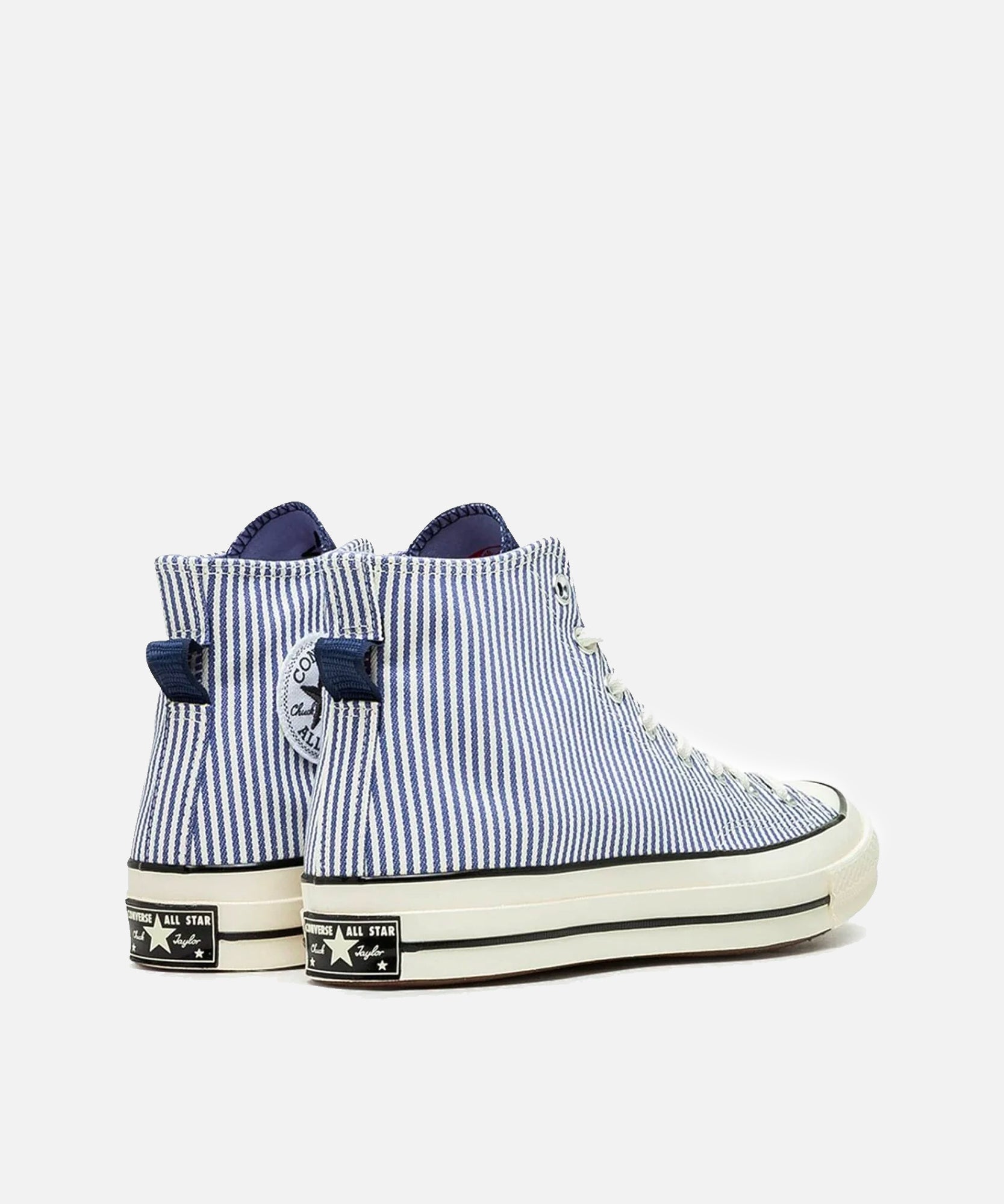 Blue and clearance white striped converse