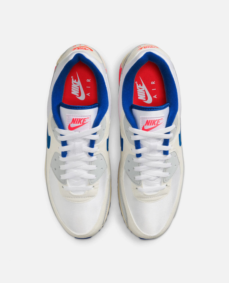 Nike Air Max 90 Qs (Light Base Grey/Sport Royal-Coconut Milk-White-Platinum Tint-Siren Red) Nike