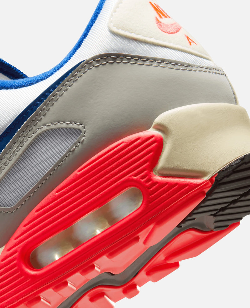 Nike Air Max 90 Qs (Light Base Grey/Sport Royal-Coconut Milk-White-Platinum Tint-Siren Red) Nike