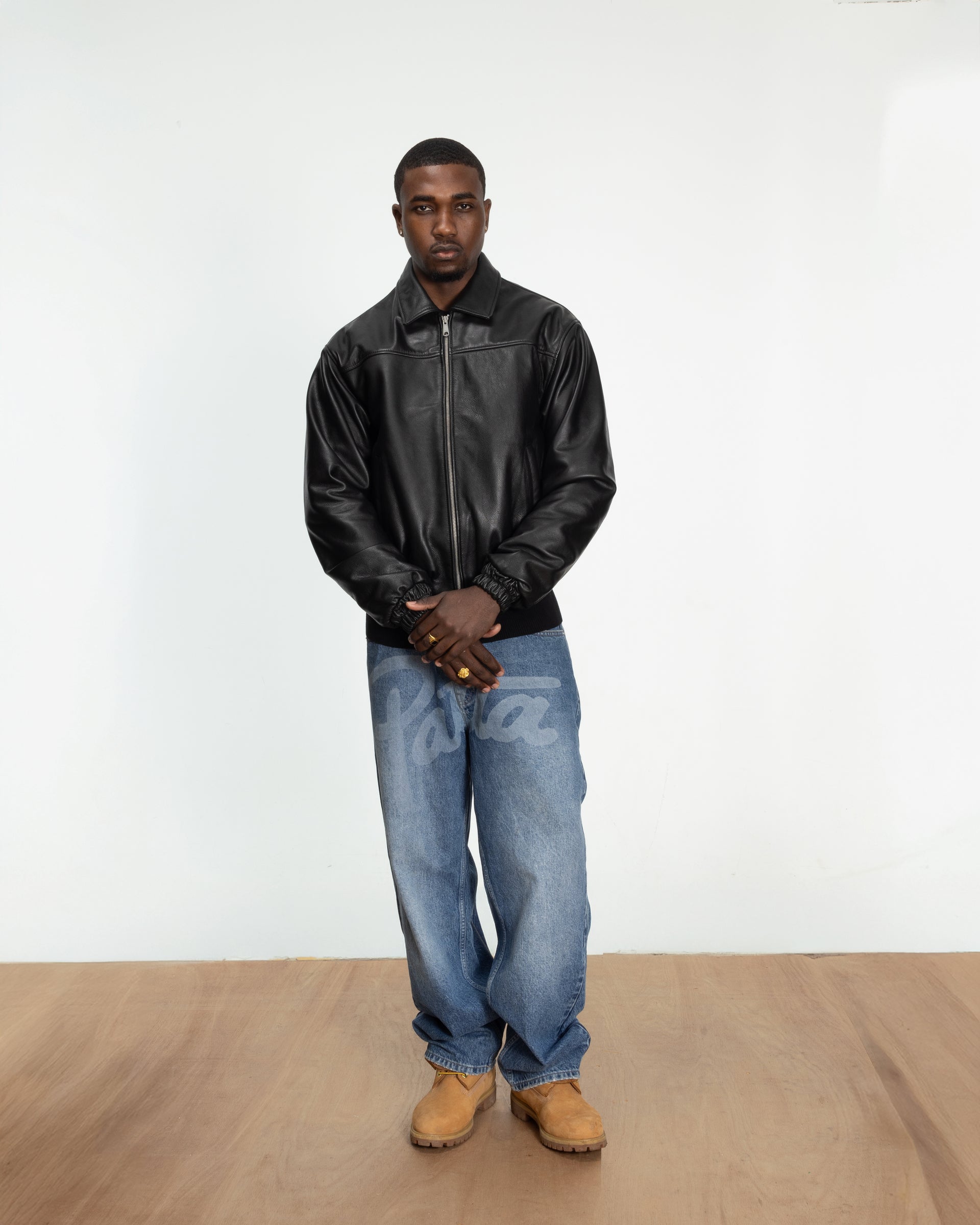 Patta Leather Bomber Jacket (Black)