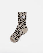 front view of the Patta leopard sport socks