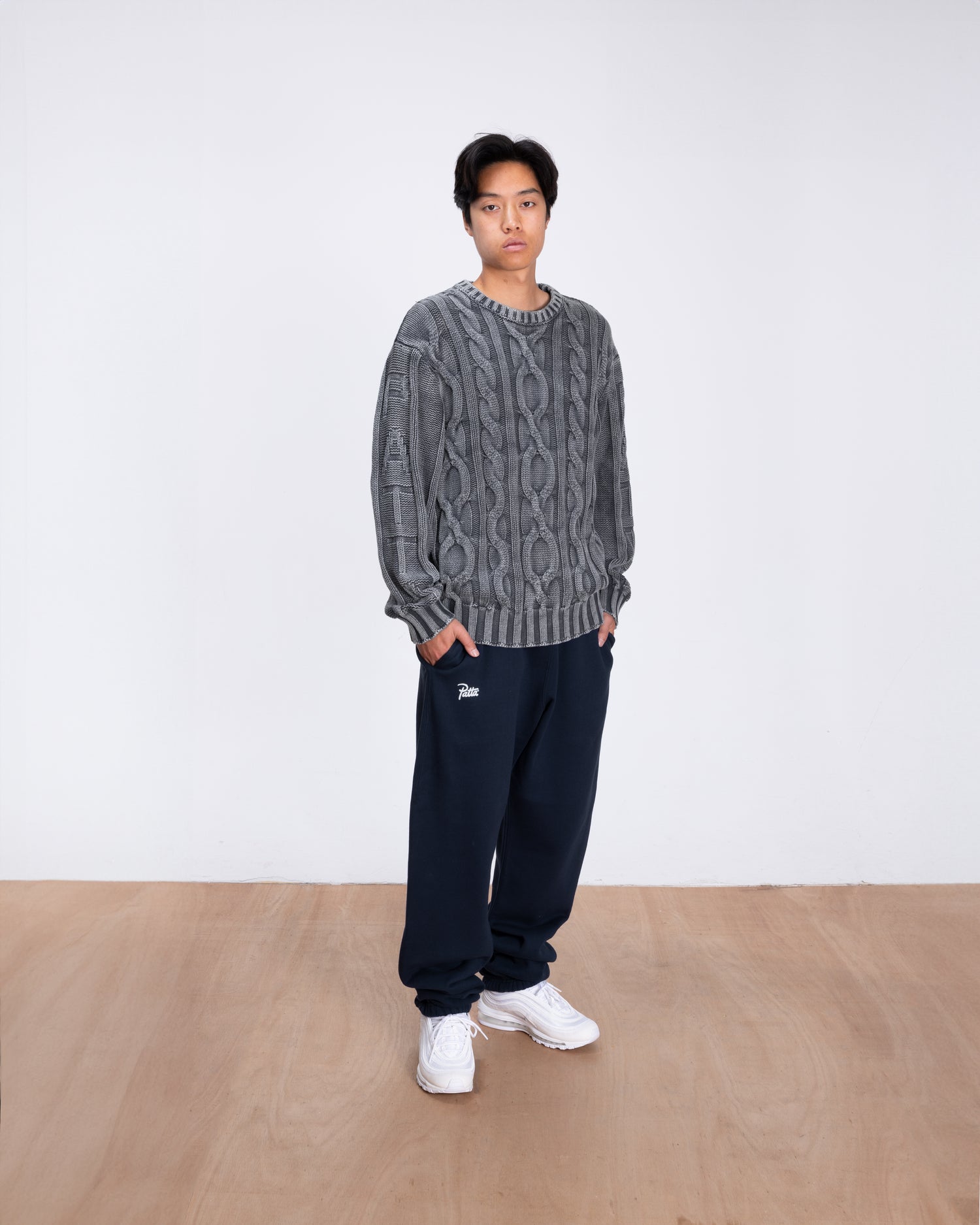 Patta Cable Knitted Cold Dye Jumper (Titanium)