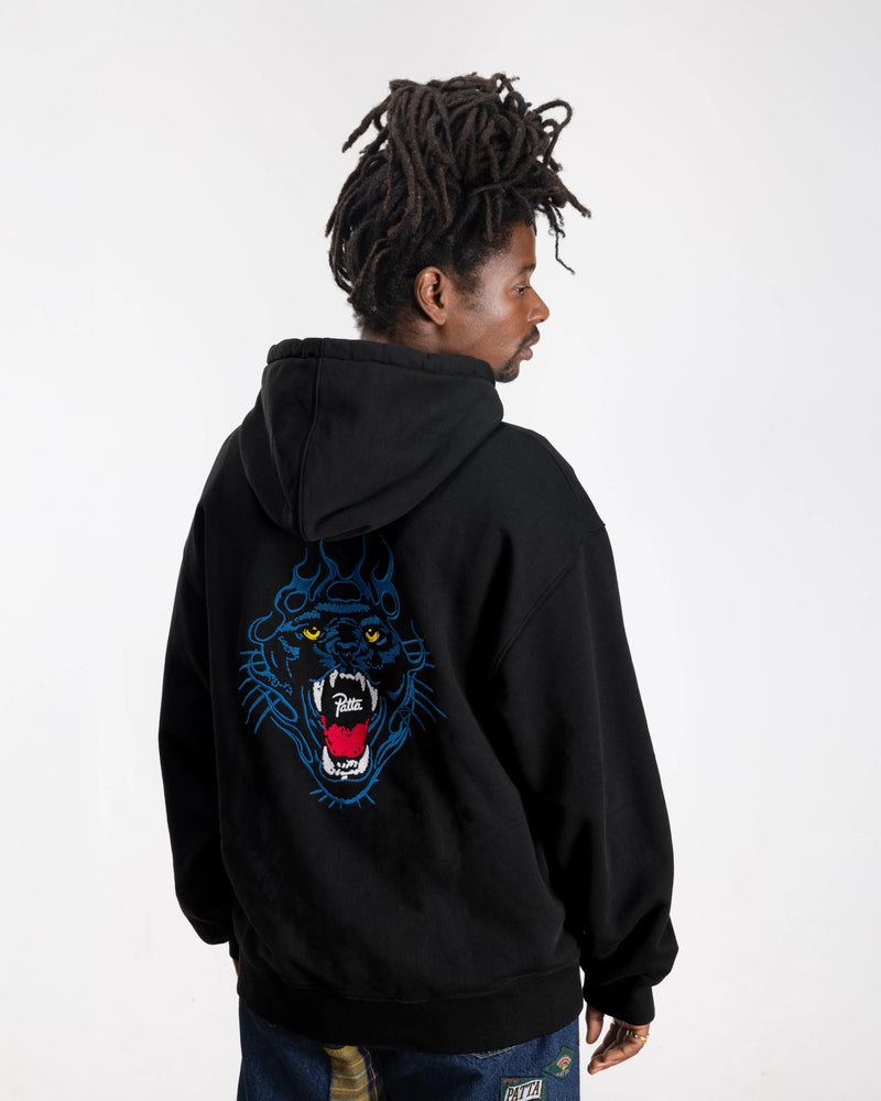 Patta Embroidered Fire Panther Hooded Sweater (Black) Patta