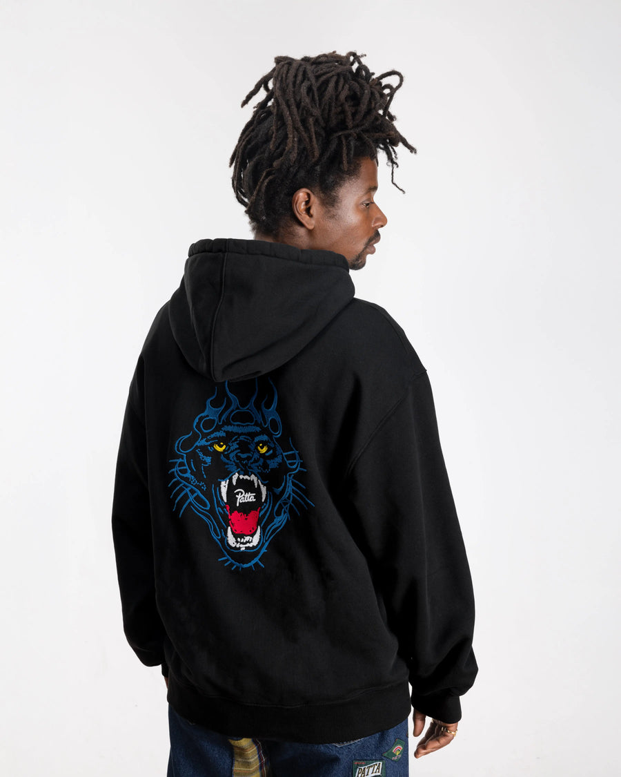Patta Embroidered Fire Panther Hooded Sweater (Black) Patta