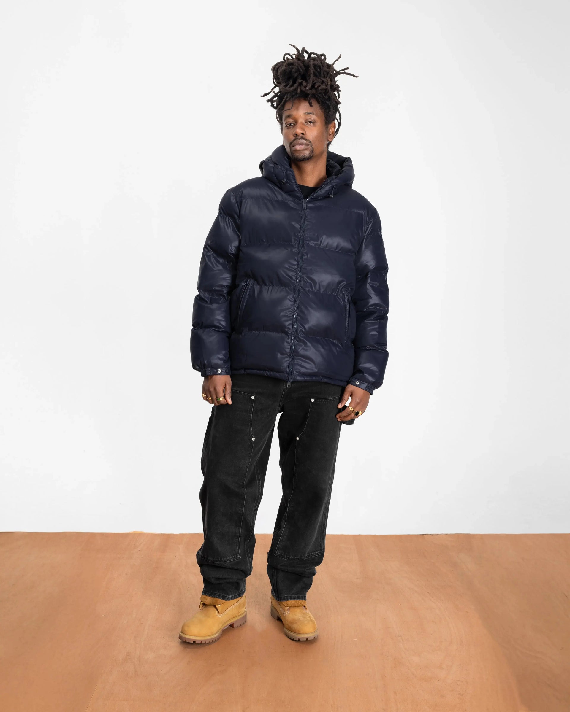Patta Quilted Script Logo Puffer Jacket (Parisian Night ) Patta