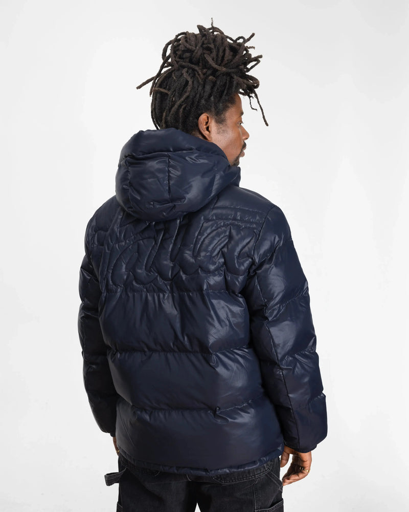 Patta Quilted Script Logo Puffer Jacket (Parisian Night ) Patta