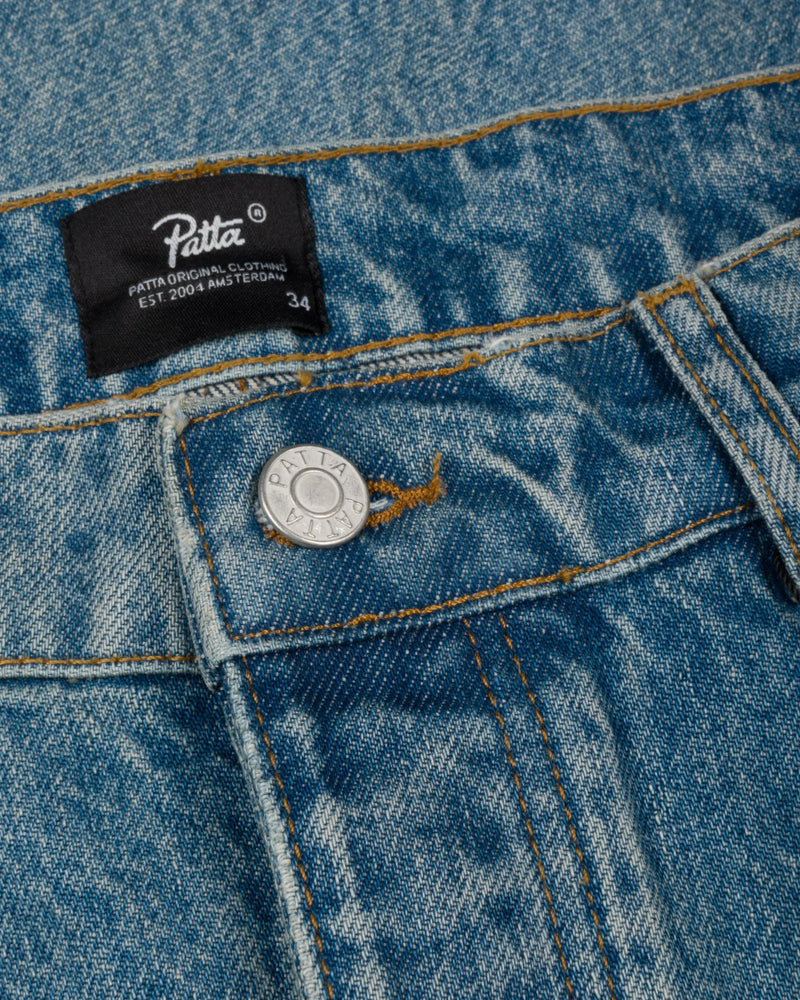 Patta Aqua Whiskers Straight Leg Denim Pants (Blue Denim ) Patta