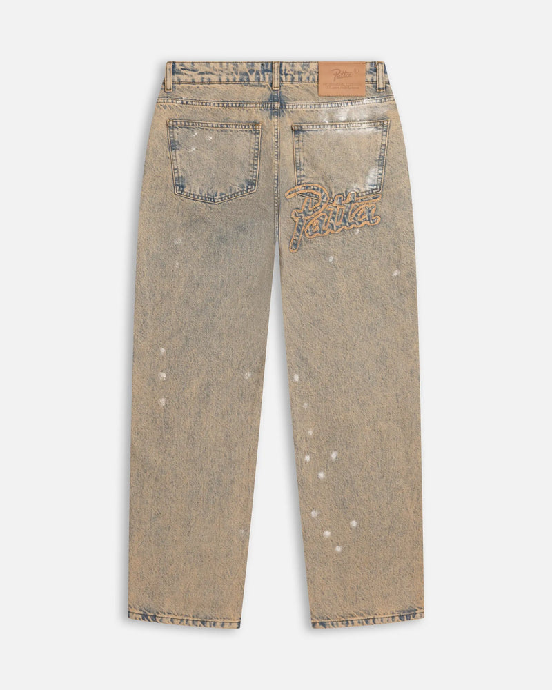 Patta Dirty Splatter Straight Leg Denim Pants (Sandwashed Light Blue Denim) Patta