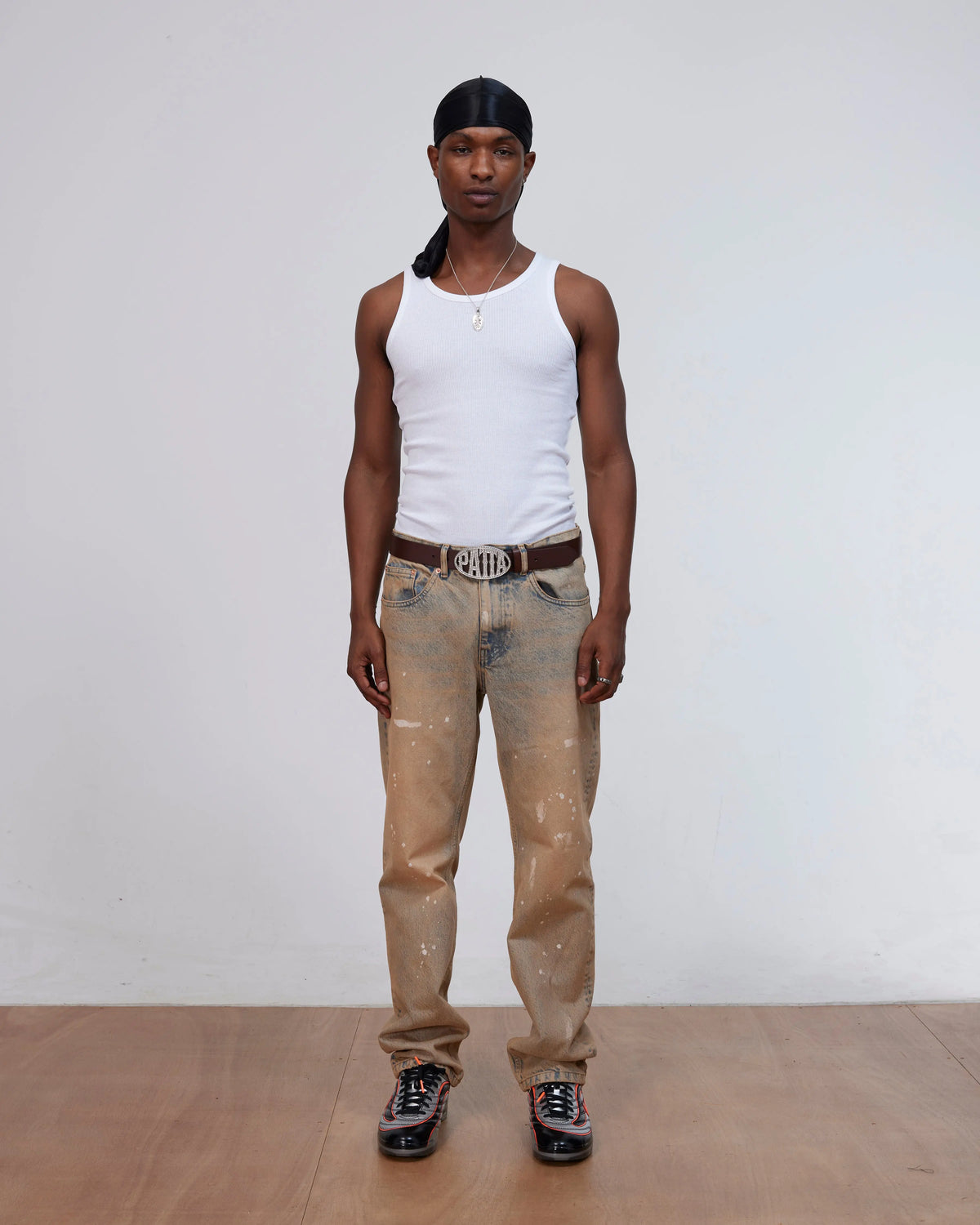 Patta Rhinestone Round Logo Belt (Brown) Patta