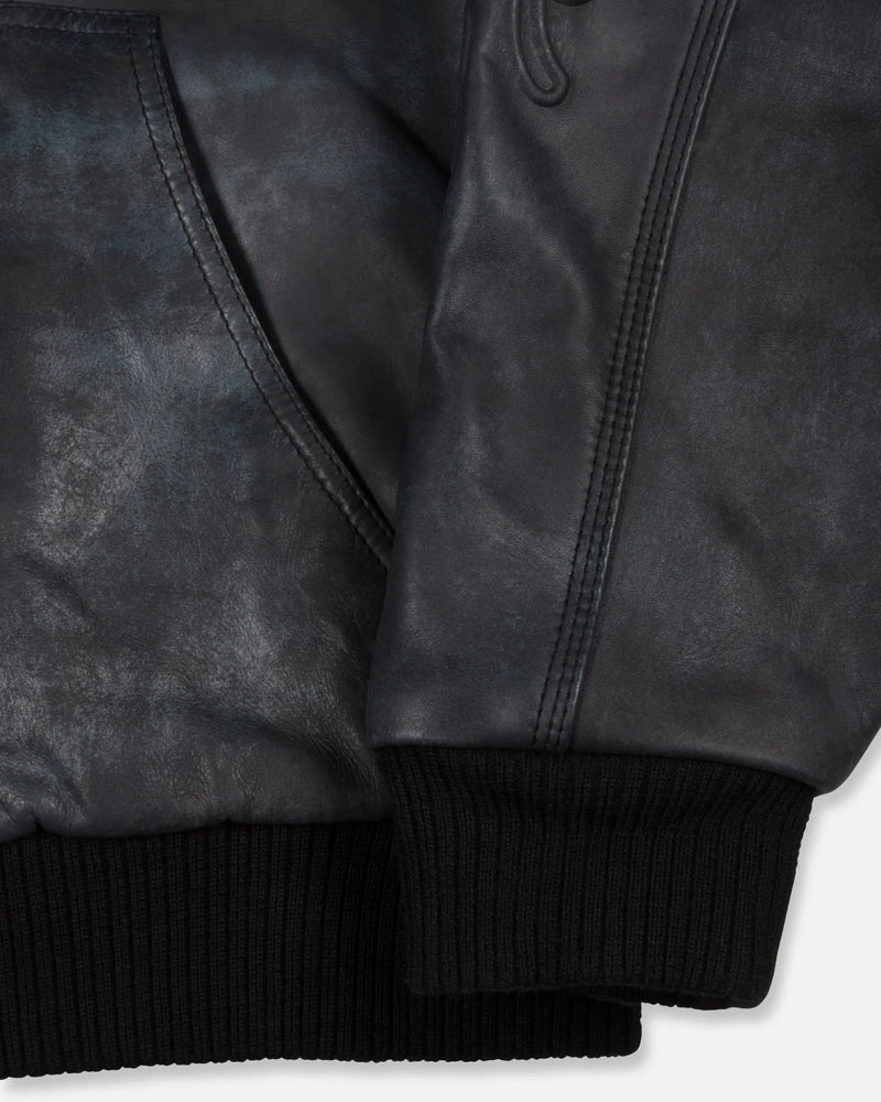 Patta Leather Hooded Bomber Jacket (Black) Patta