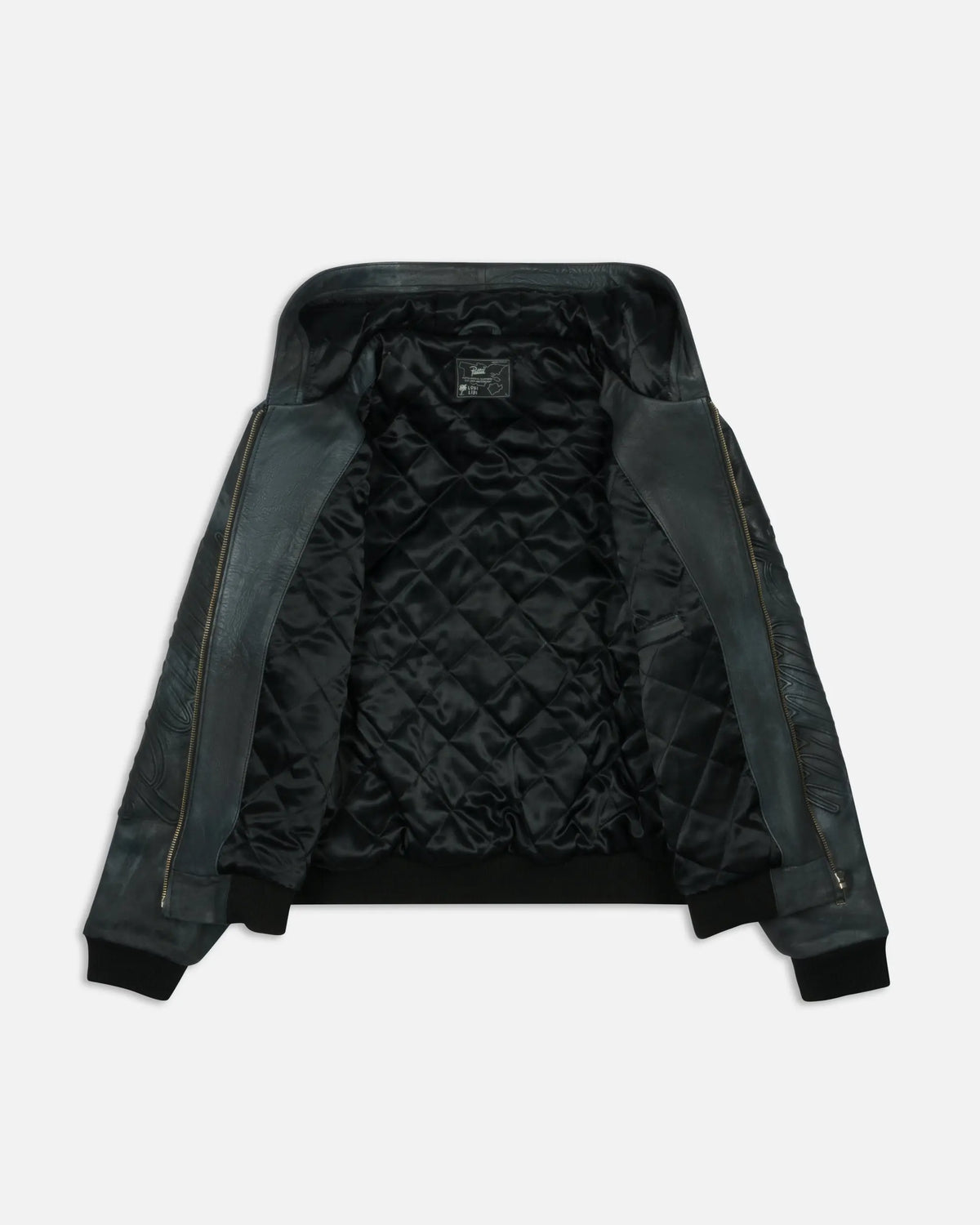 Patta Leather Hooded Bomber Jacket (Black) Patta