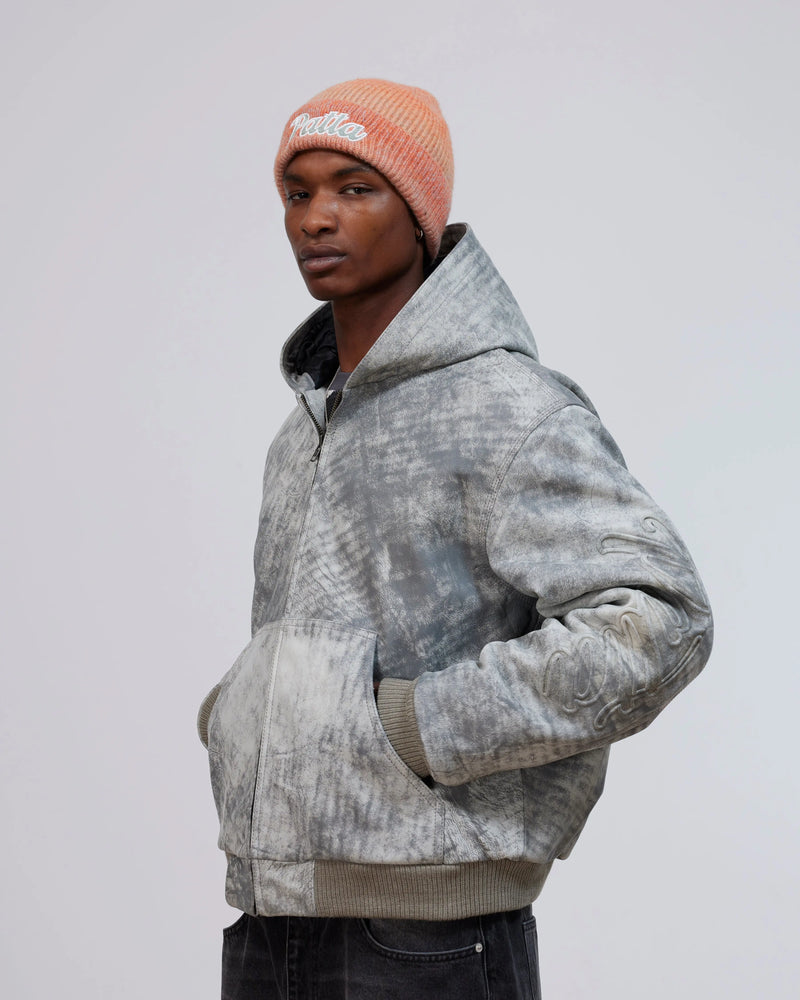 Patta Leather Hooded Bomber Jacket (Moonless Night) Patta