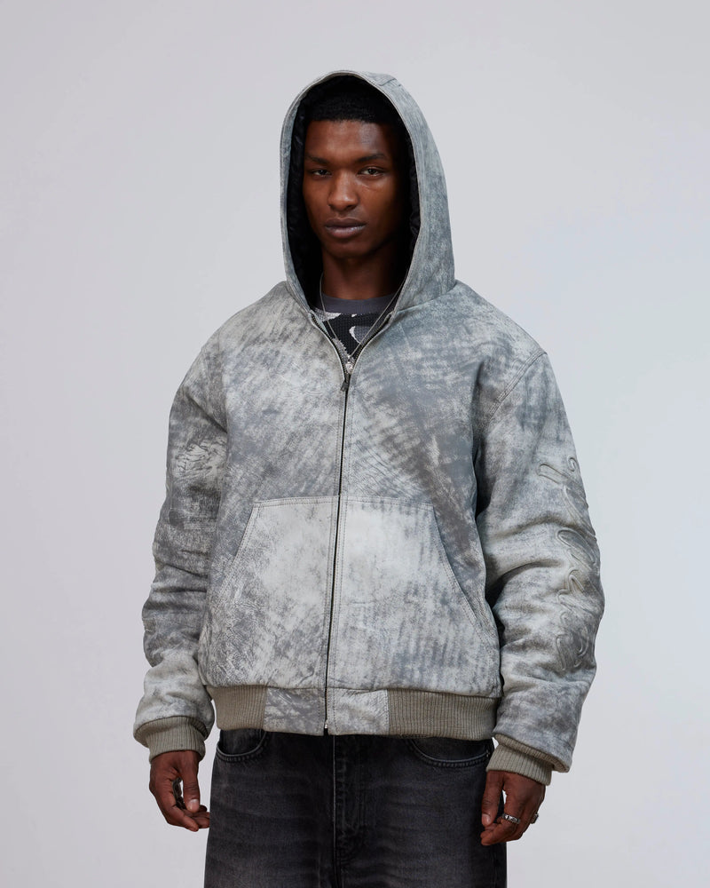 Patta Leather Hooded Bomber Jacket (Moonless Night) Patta