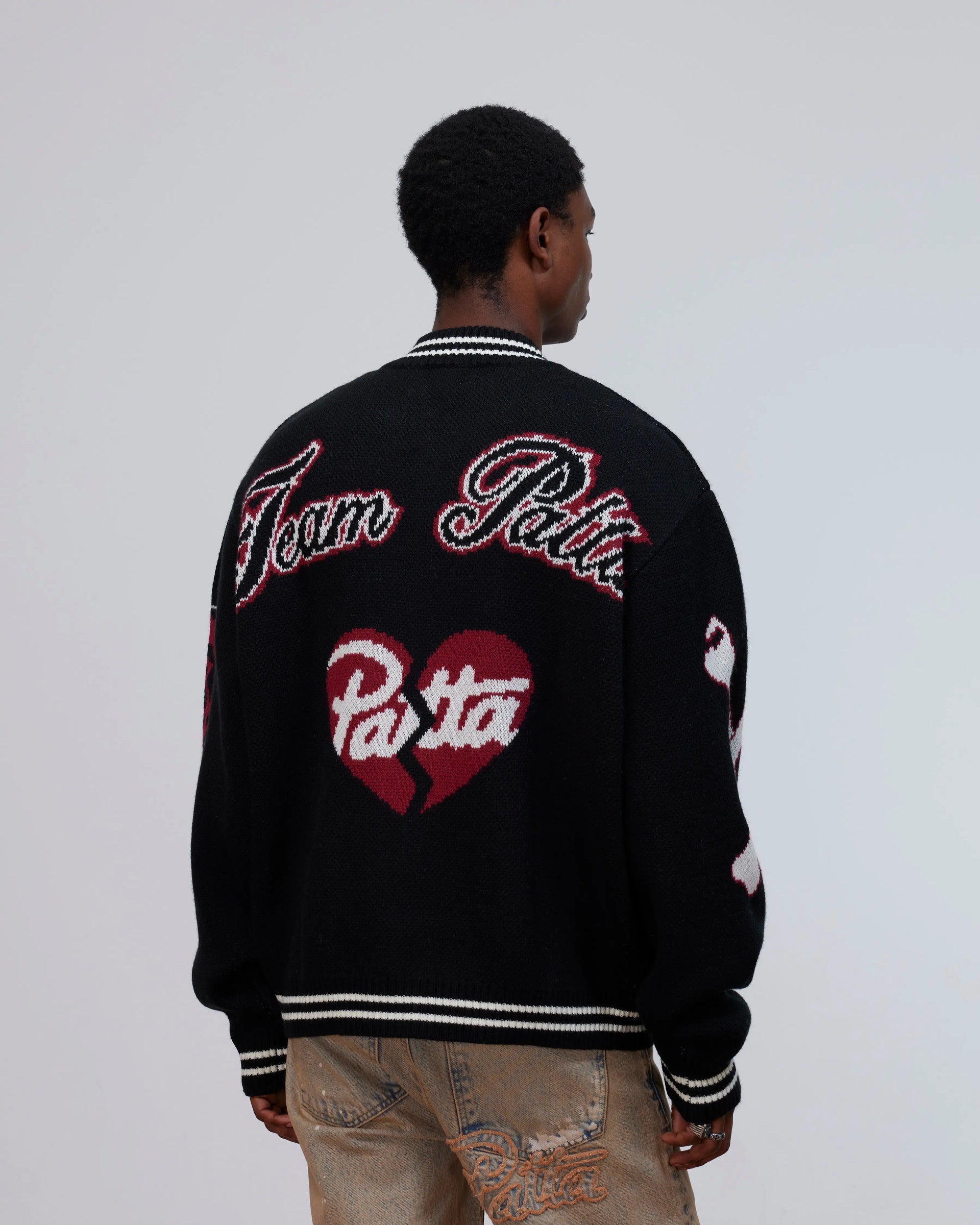 Patta Ribbed Knitted Cardigan (Grey Pinstripe) Patta