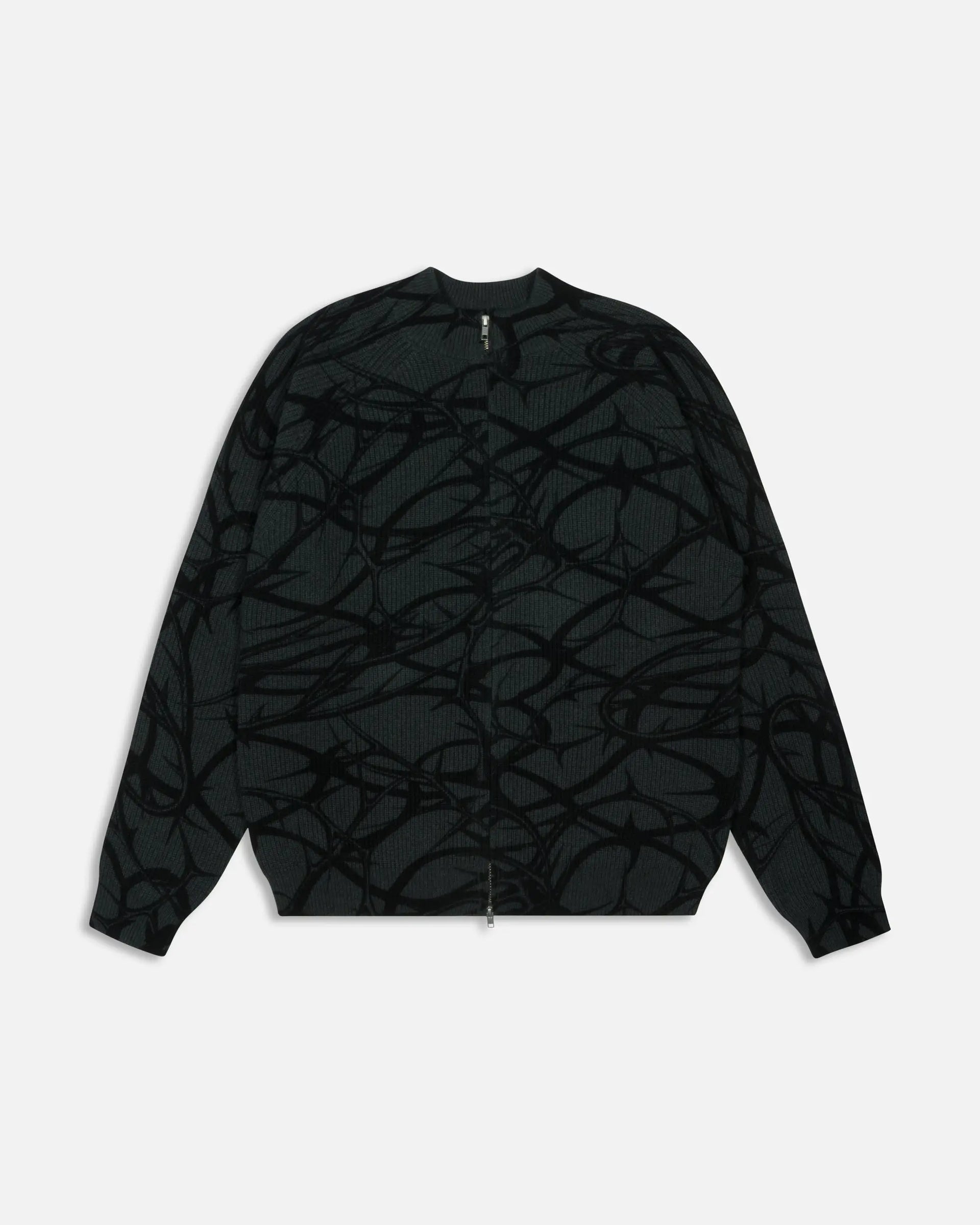 Patta Ribbed Knitted Cardigan (Grey Pinstripe) Patta