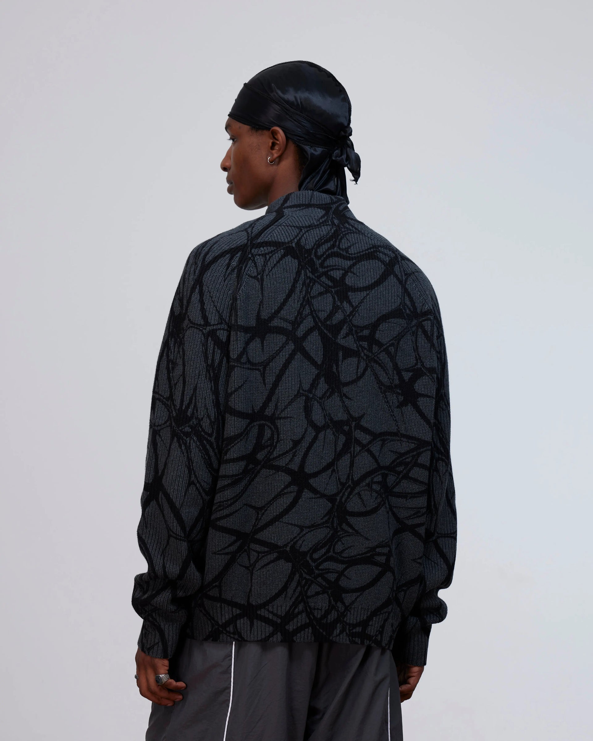 Patta Ribbed Knitted Cardigan (Grey Pinstripe) Patta