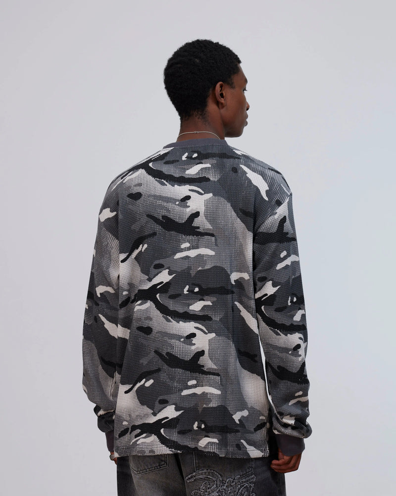 Patta Ghost Spray Camo Waffle Long Sleeve (Jet Black) Patta