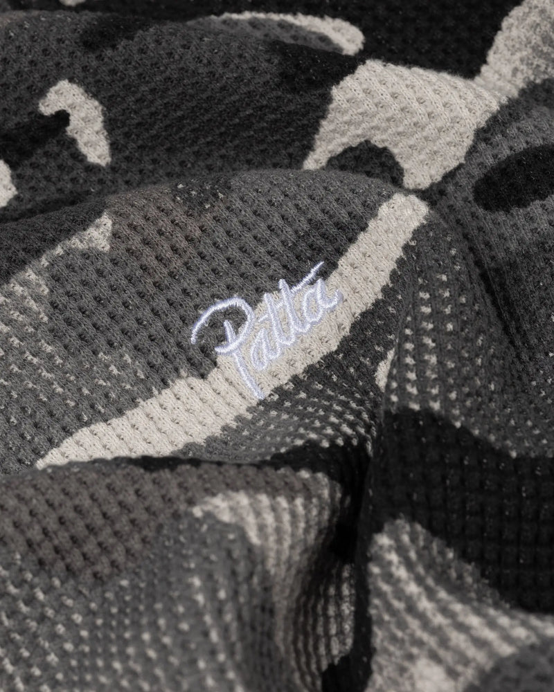 Patta Ghost Spray Camo Waffle Long Sleeve (Jet Black) Patta