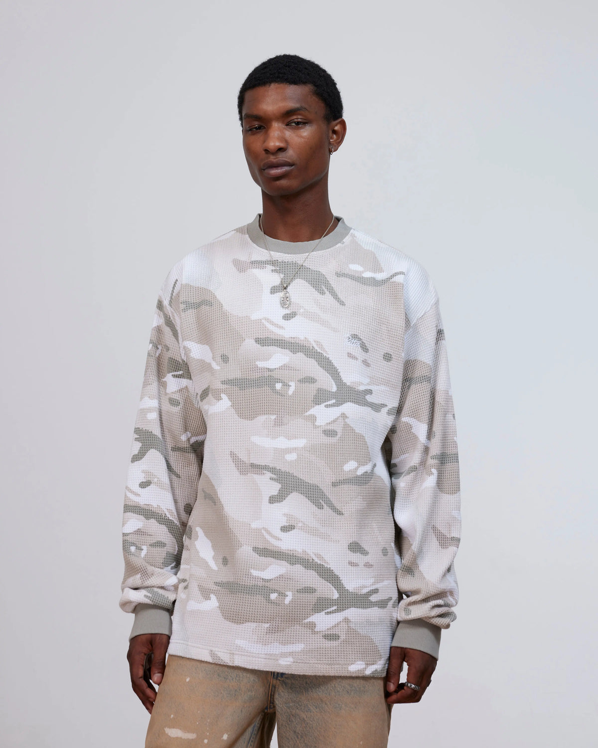 Patta Ghost Spray Camo Waffle Long Sleeve (Pussywillow Grey) Patta