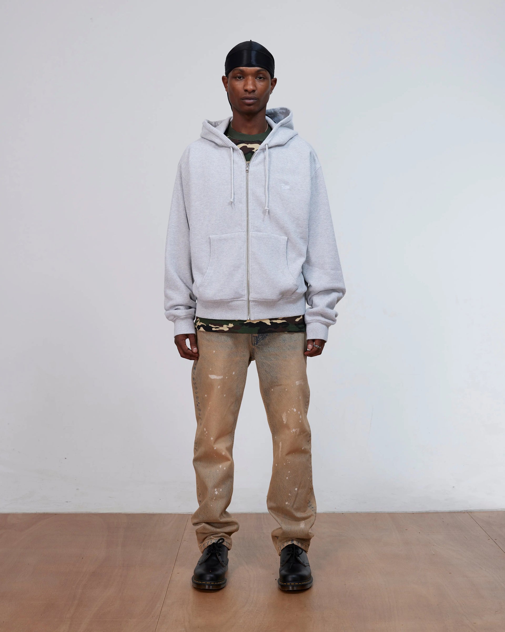 Patta Waffle Reversible Zip Up Hooded Sweater (Grey heather) Patta