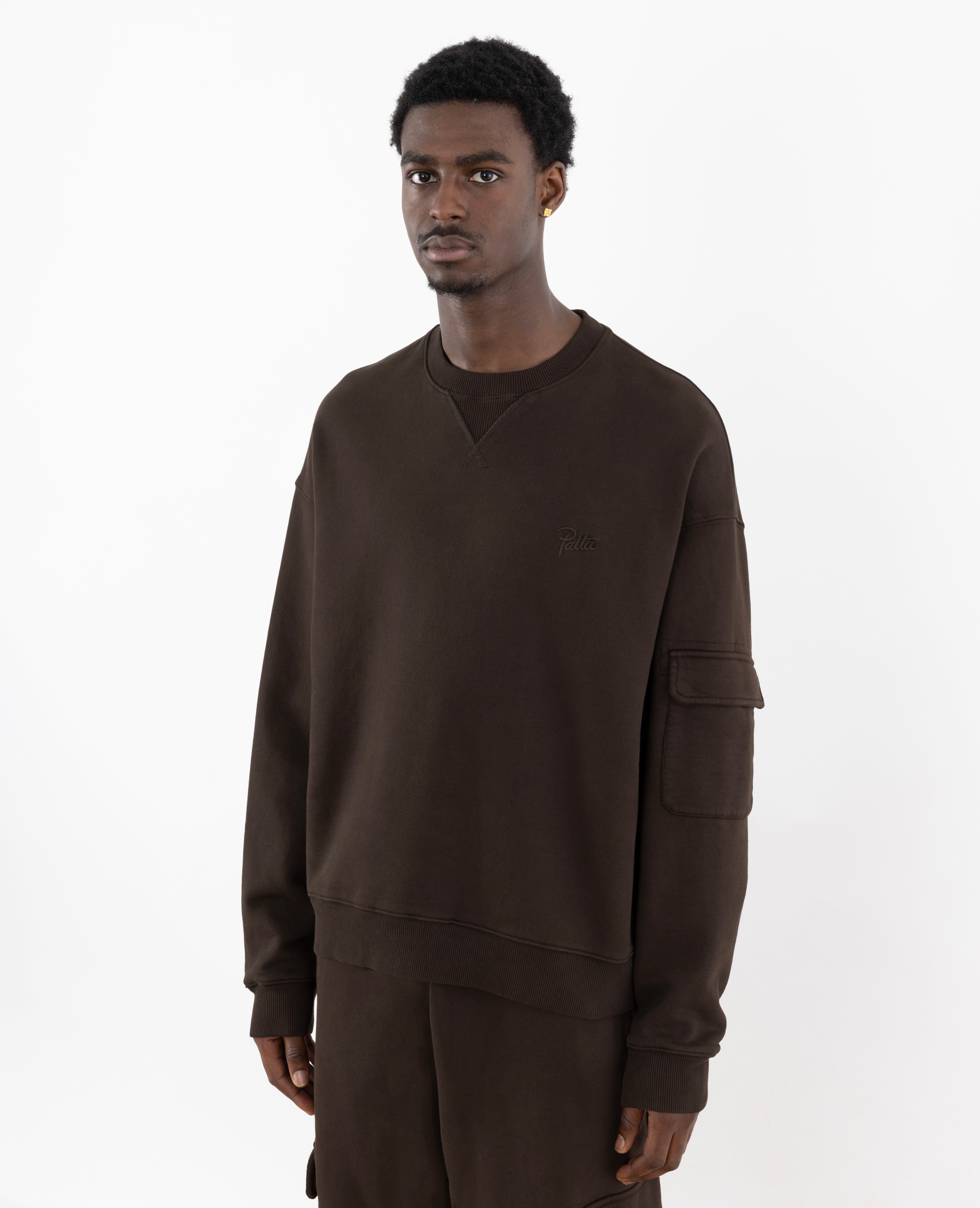 Crew neck 2025 pocket sweatshirt