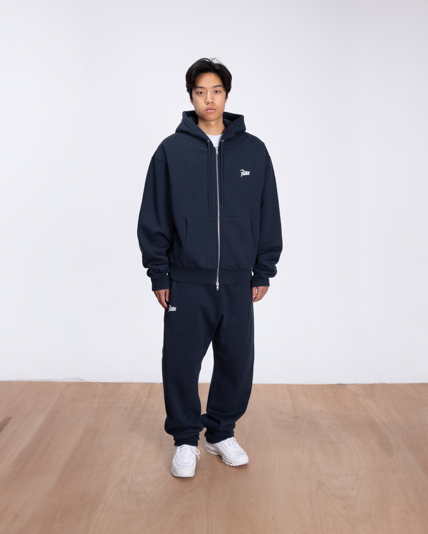 Patta Classic Zip Up Hooded Sweater (Black Iris)