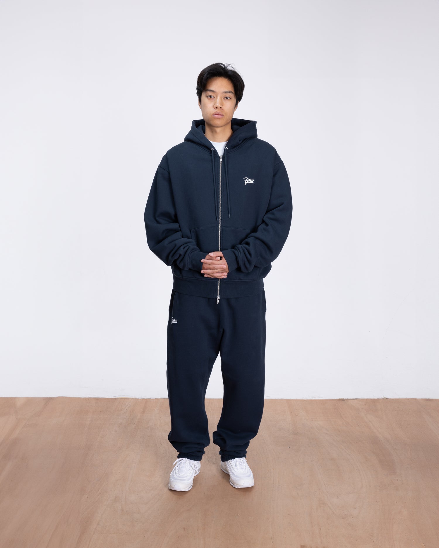 Patta Classic Zip Up Hooded Sweater (Black Iris)