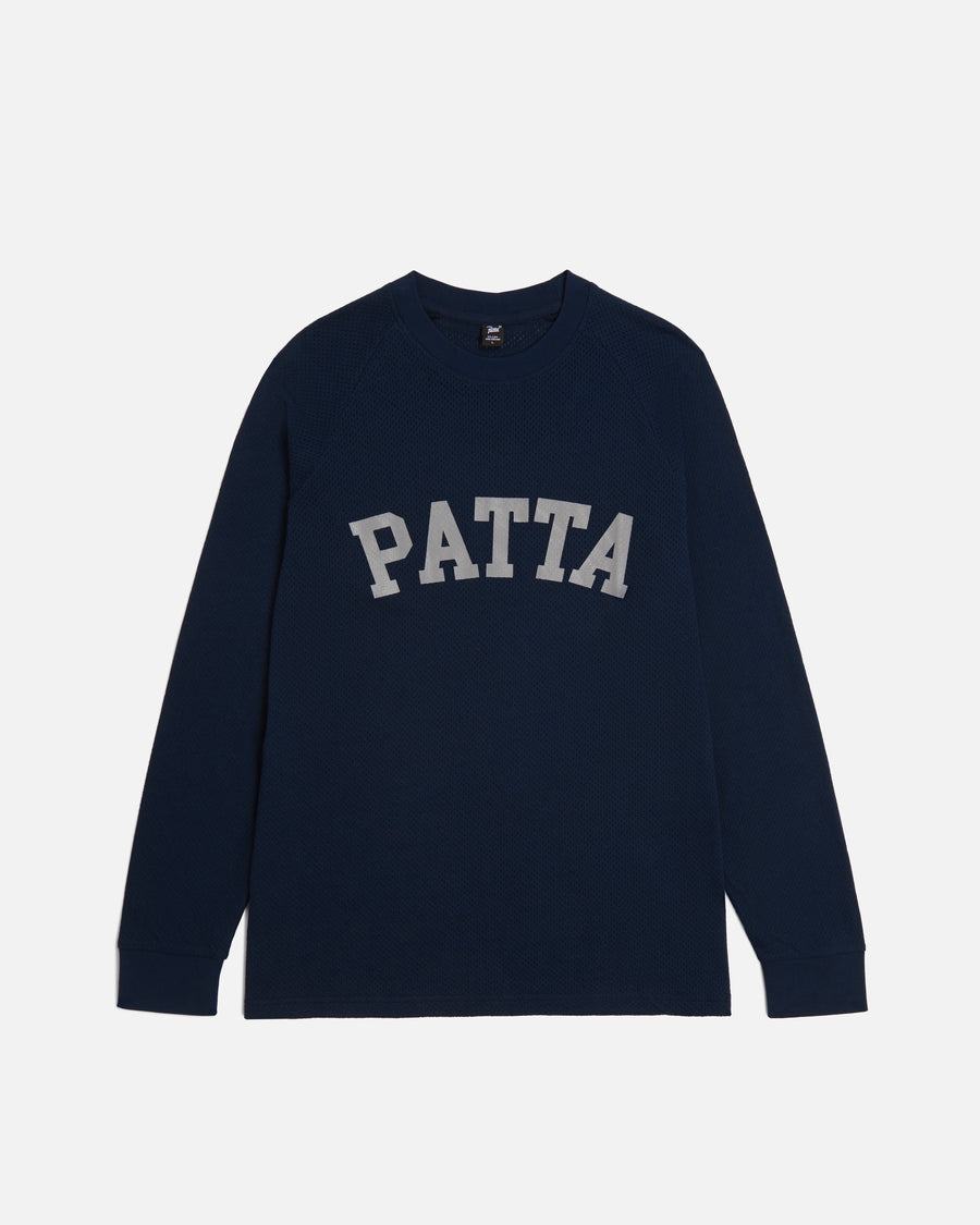 front flat shot of the mesh arc longsleeve in navy