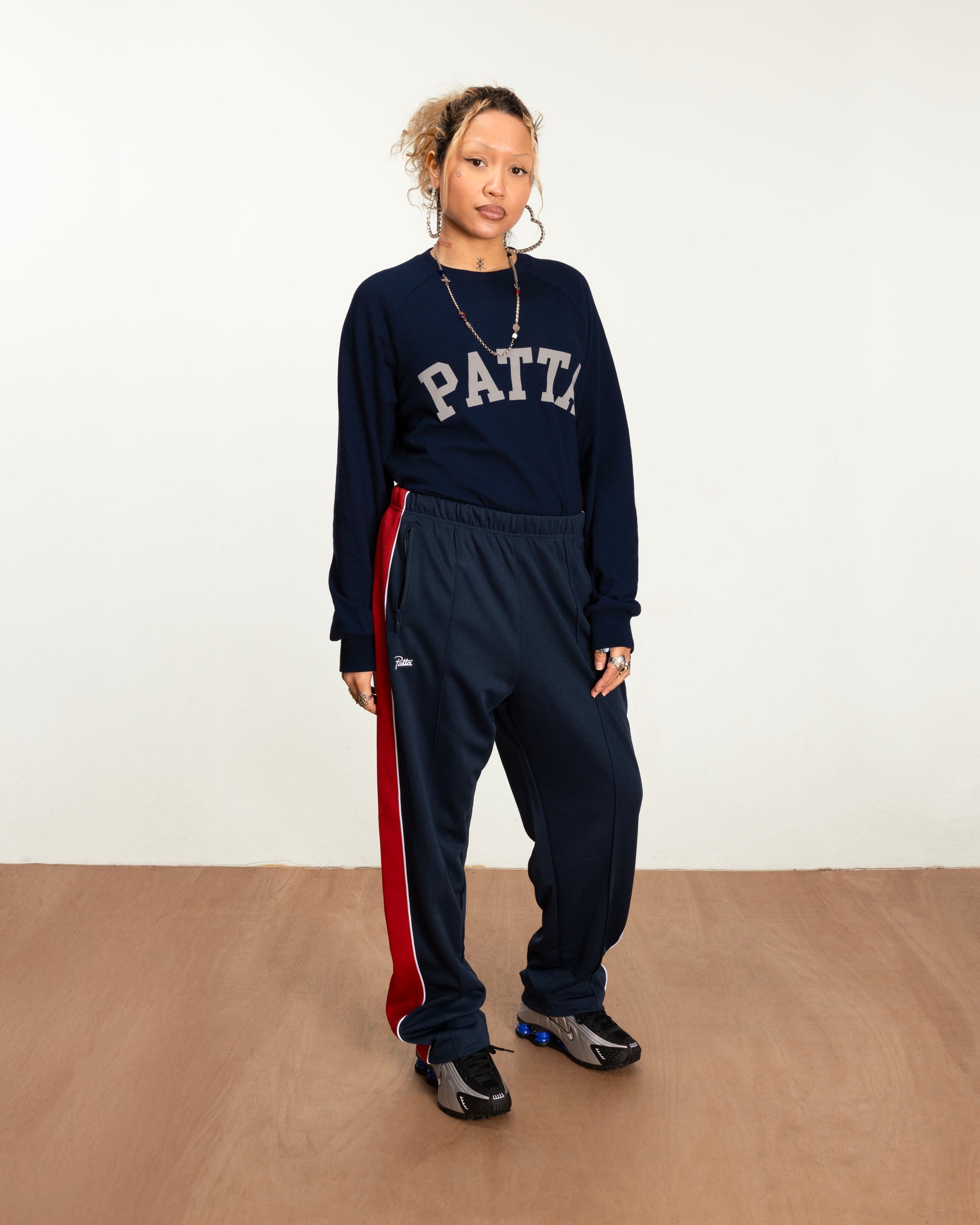 Patta Tricot Straight Track Pants (Black Iris)