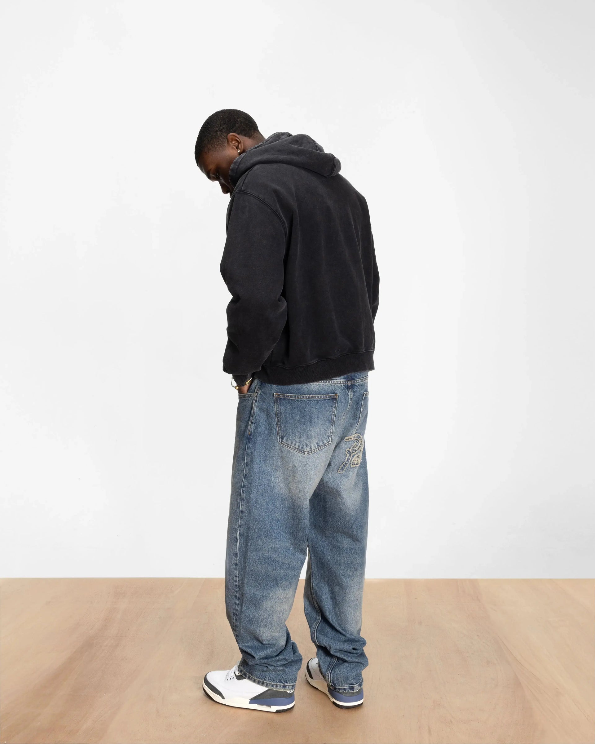 Patta Loopback Logo Zip Hooded Sweater (Moonless Night) Patta