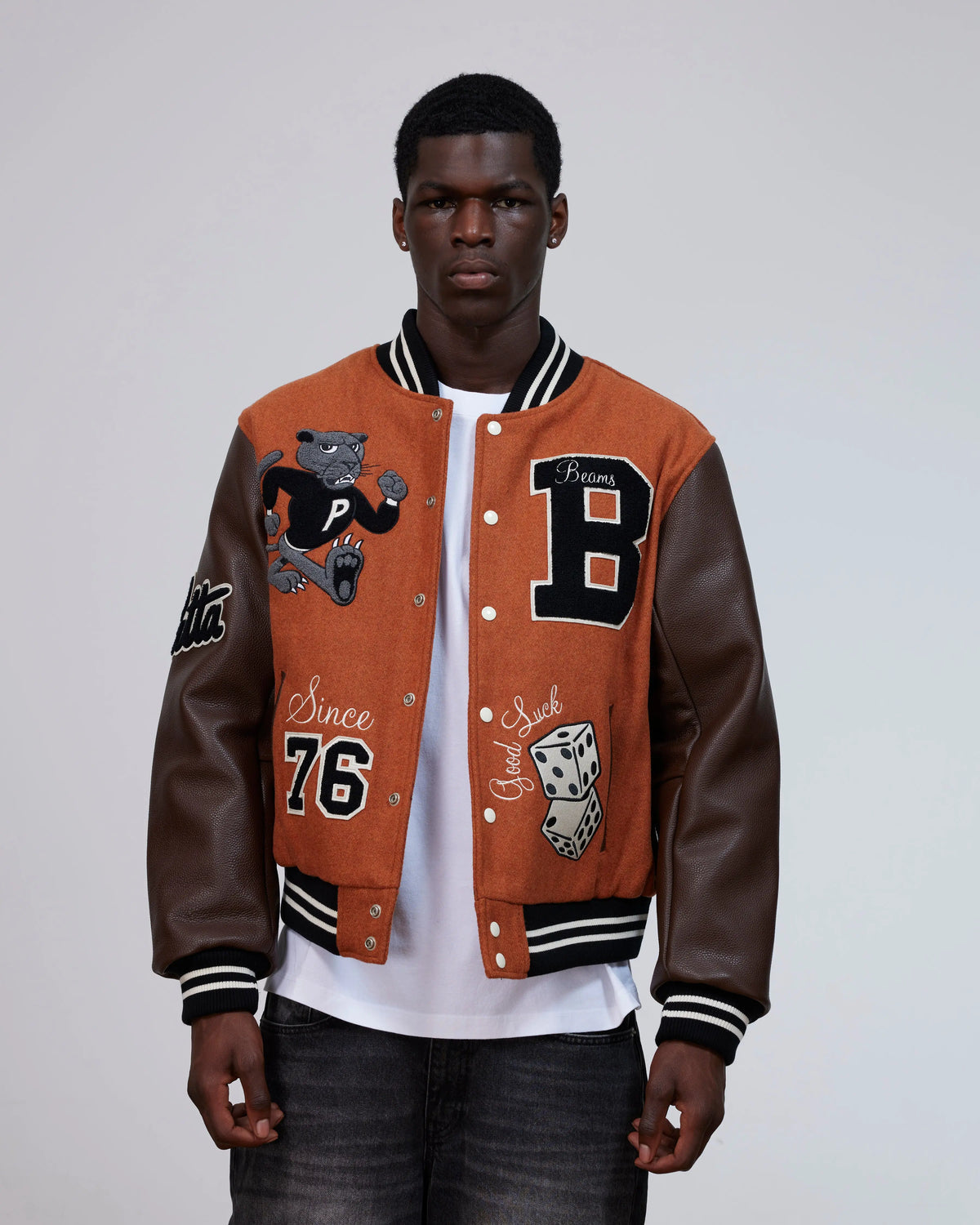 Patta x Beams 50th Anniversary Varsity Jacket (Potter's Clay) Patta