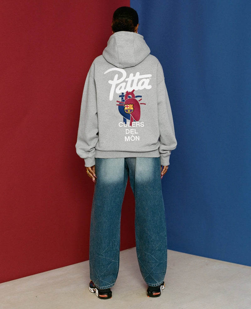 FCB x Patta Culers del Món Hooded Sweater (Dark Grey Heather/Deep Royal Blue) - Patta