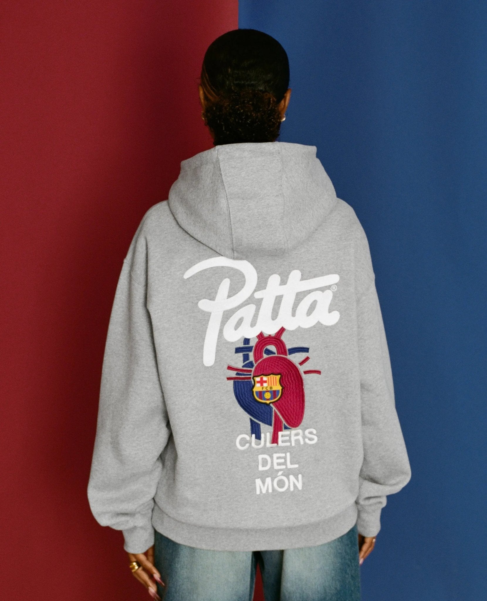 FCB x Patta Culers del Món Hooded Sweater (Dark Grey Heather/Deep Royal Blue) - Patta
