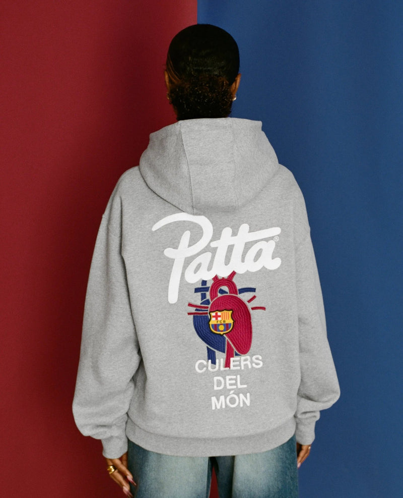 FCB x Patta Culers del Món Hooded Sweater (Dark Grey Heather/Deep Royal Blue) - Patta