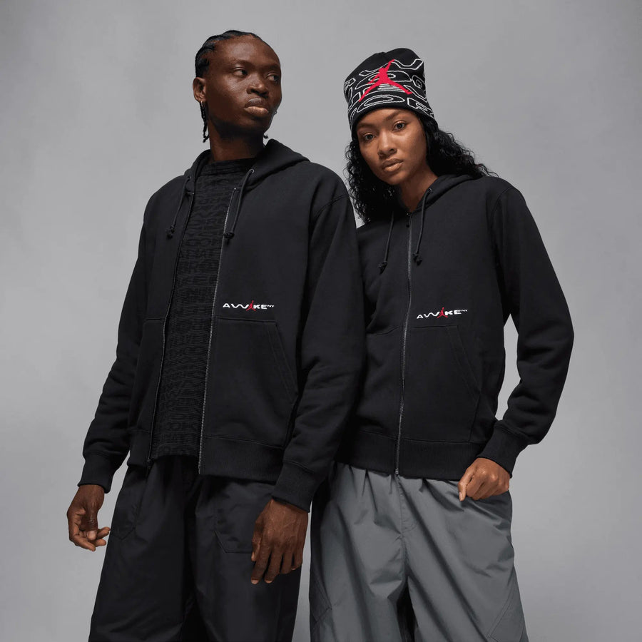 Jordan x Awake NY Full - Zip Fleece Hoodie (Black/University Red) - Patta