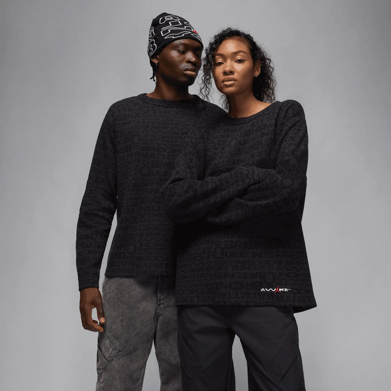 Jordan x Awake NY Thermal Shirt (Black/Black/White/University Red) - Patta