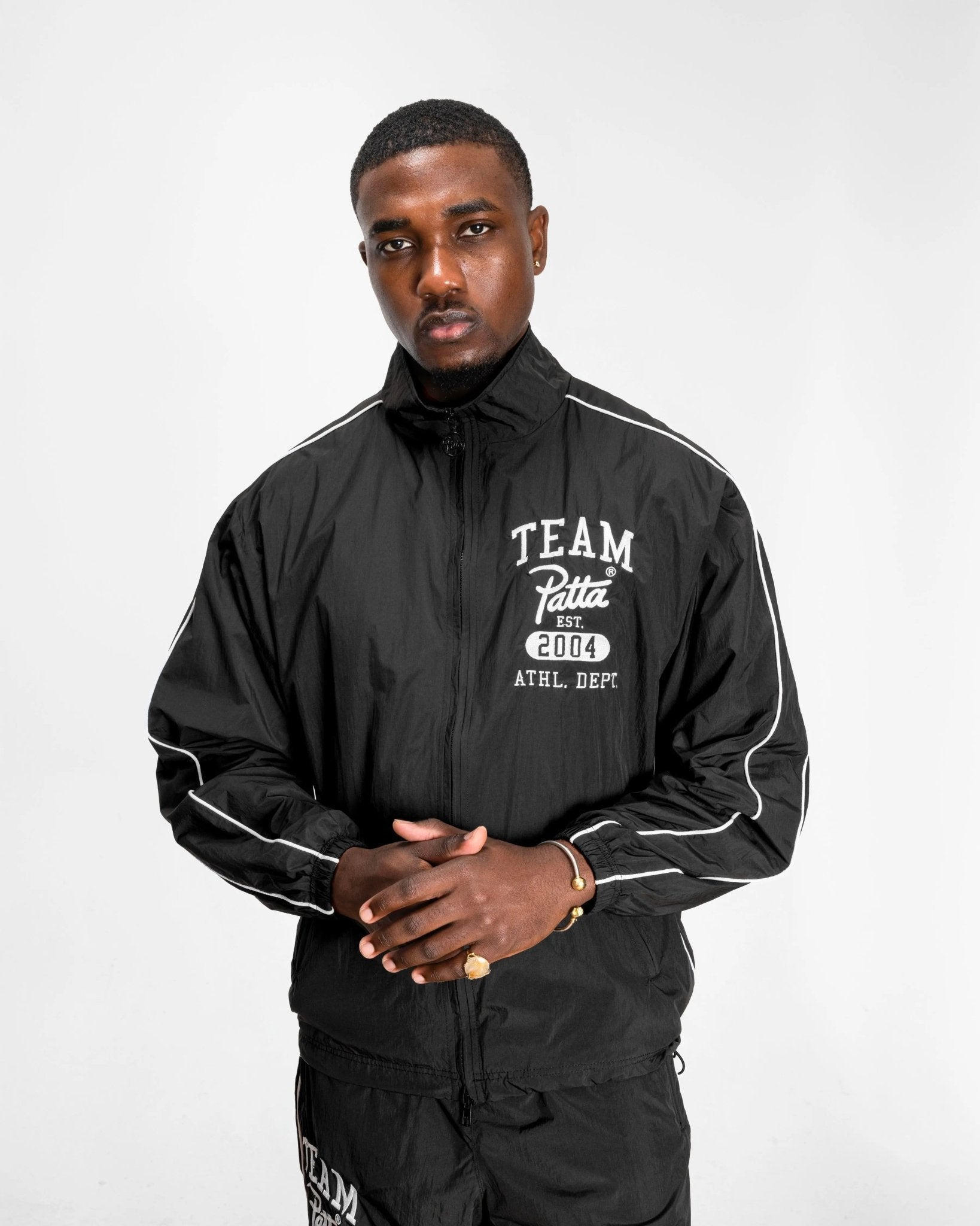 Patta Athletic Nylon Track Jacket (Black) - Patta