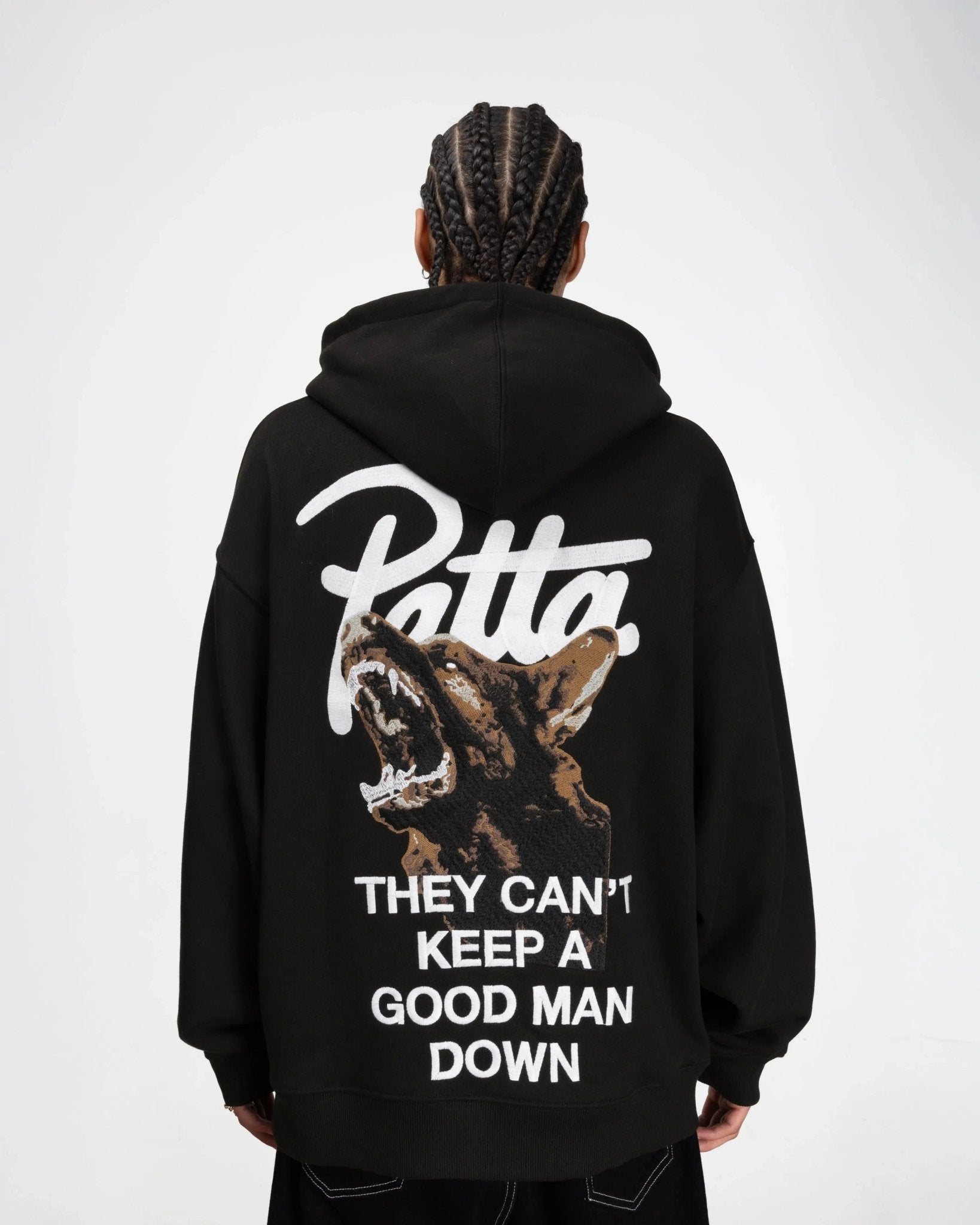 Patta Bark Boxy Hooded Sweater (Black) - Patta