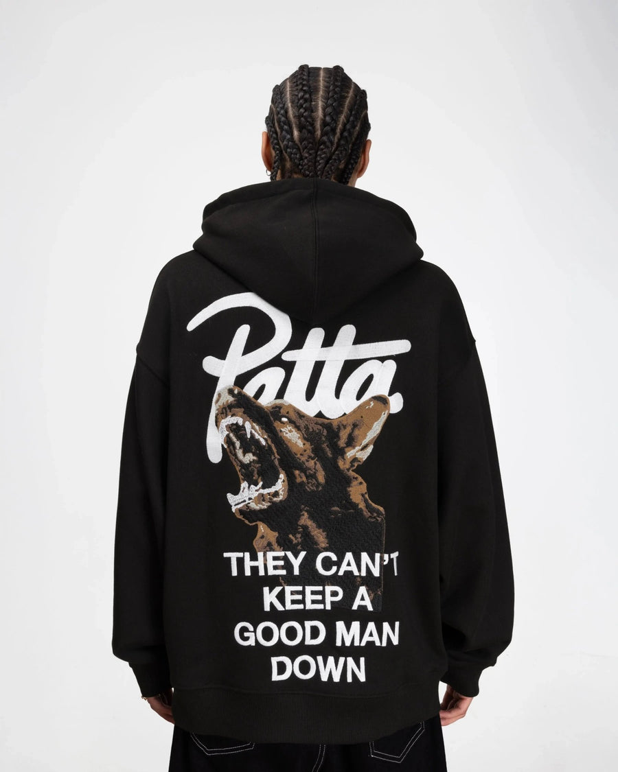 Patta Bark Boxy Hooded Sweater (Black) - Patta