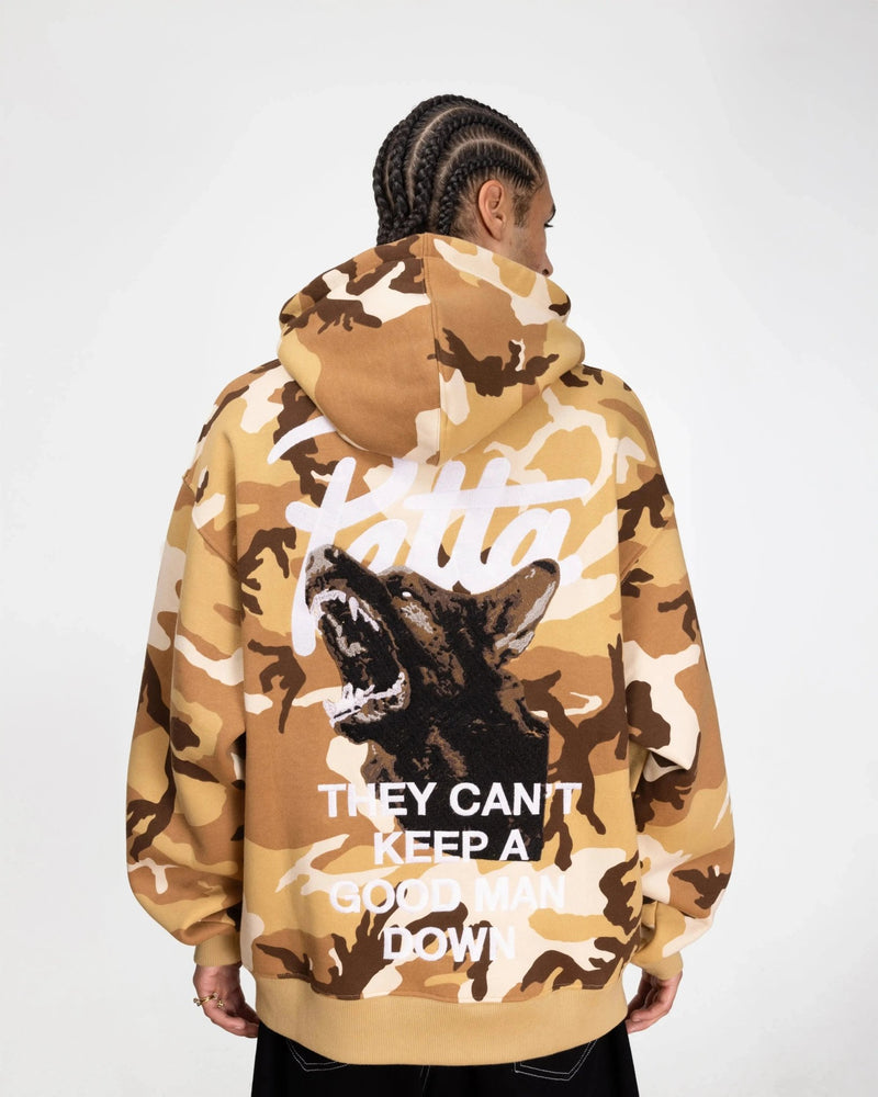 Patta Bark Woodland Camo Boxy Hooded Sweater (Sand Dollar) - Patta