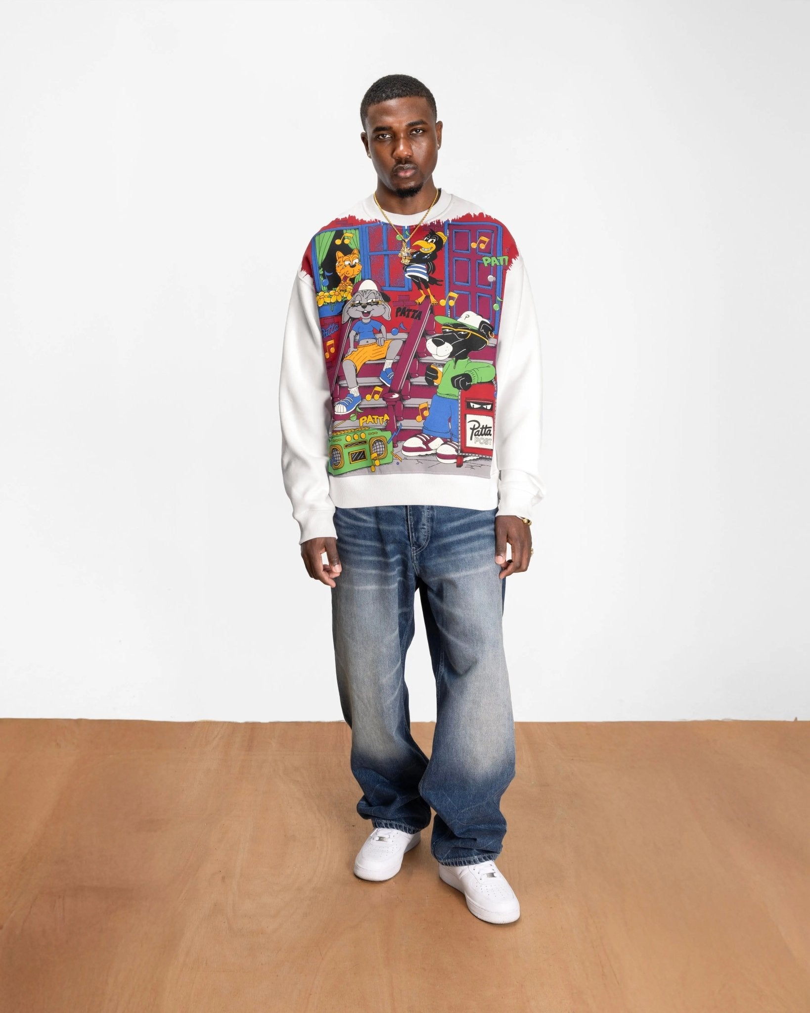 Patta Block Party Crewneck Sweater (White) - Patta