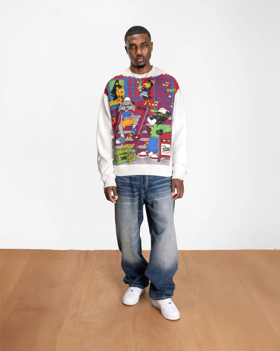 Patta Block Party Crewneck Sweater (White) - Patta