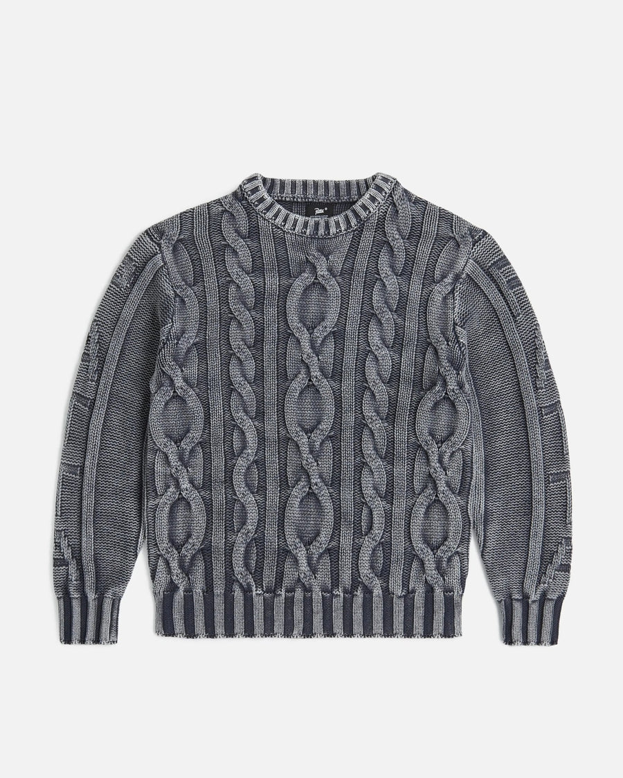 Patta Cable Knitted Cold Dye Jumper (Titanium) - Patta