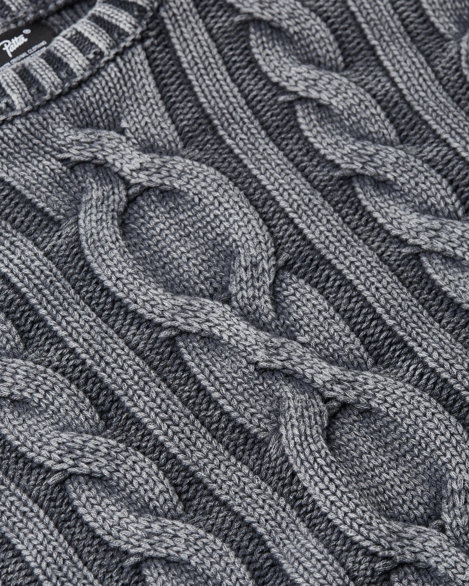Patta Cable Knitted Cold Dye Jumper (Titanium) - Patta