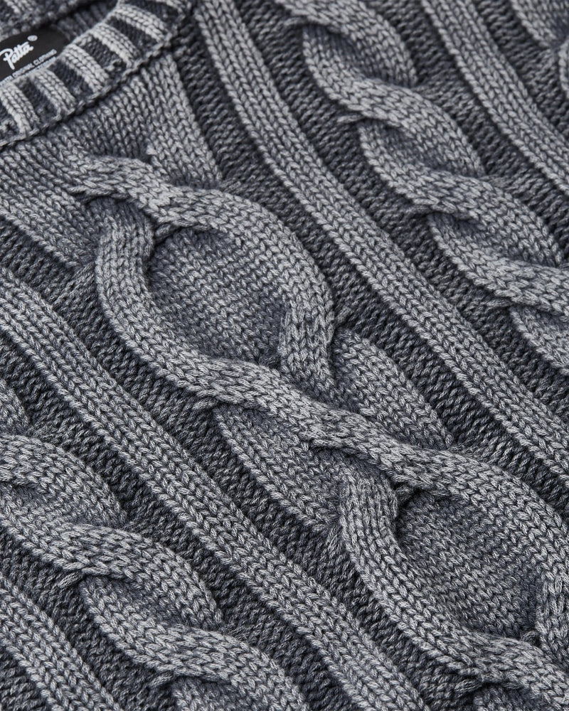 Patta Cable Knitted Cold Dye Jumper (Titanium) - Patta