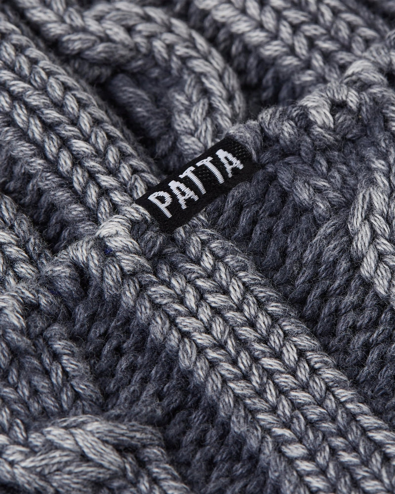 Patta Cold Dyed Cable Knitted Beanie (Titanium) - Patta